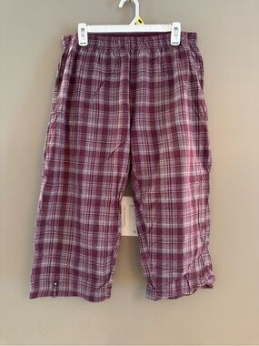 Capri Lounge Sleepwear Pyjama Pants in Purple and White Plaid